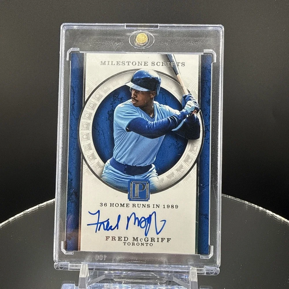 2016 Panini Pantheon Milestone Scripts Auto Blue #49 Fred McGriff /99